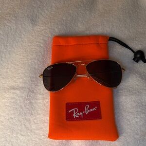 Child Ray-Ban Gold Aviator Sunglasses with Orange Pouch